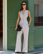 Grey V-Neck Button-Up Vest
