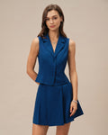 Blue Single-Breasted Collared Vest