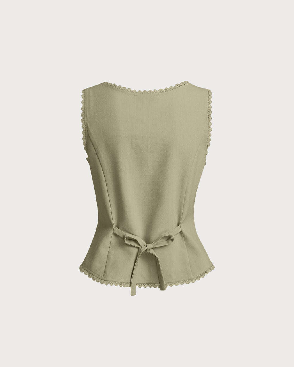 Green Boat Neck Button-Up Vest