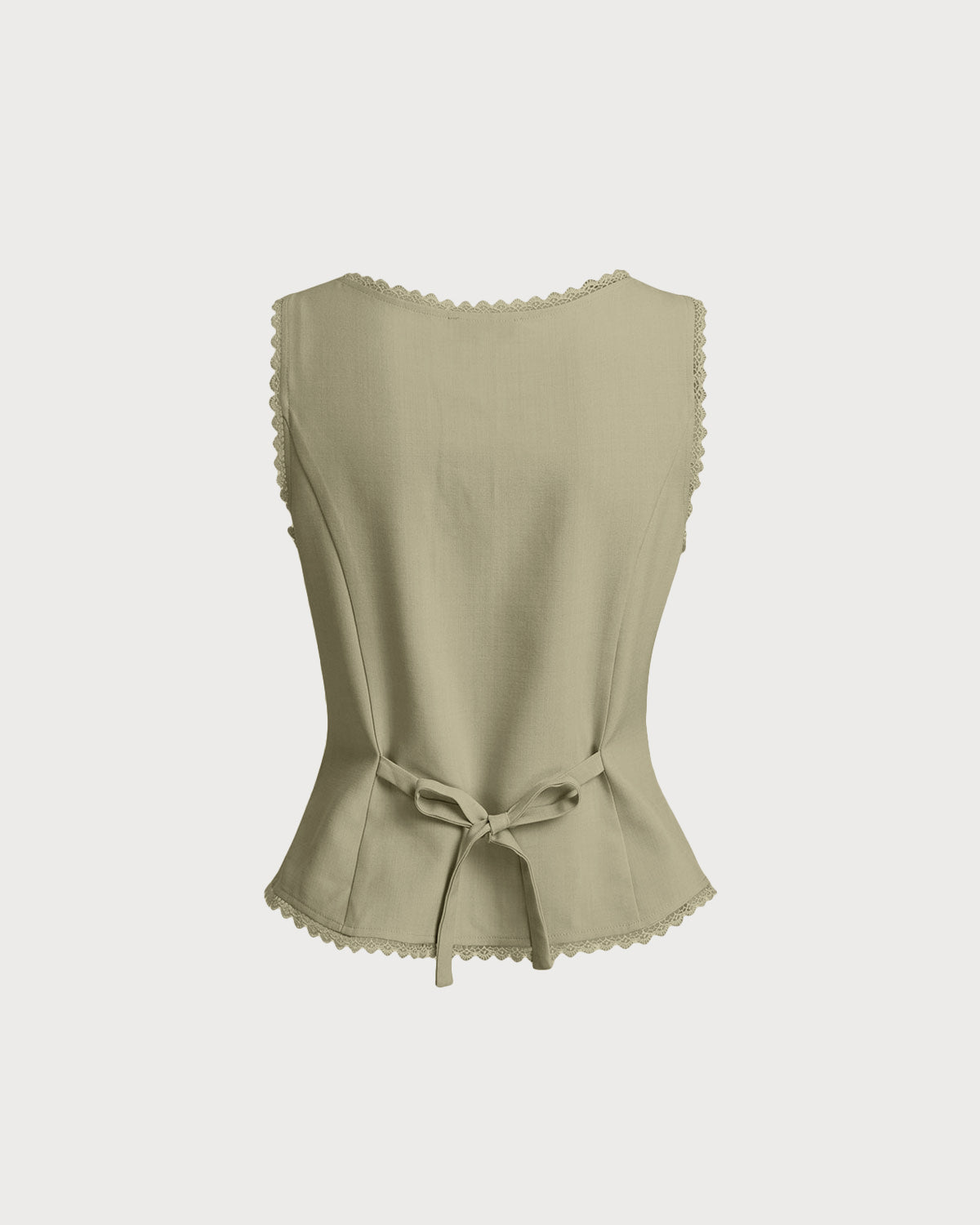 Green Boat Neck Button-Up Vest