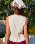 V-Neck Lace Vest in Apricot