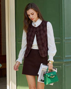 Wine Red Plaid Single-Breasted Waistcoat