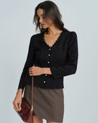 Black Lace V-Neck Top