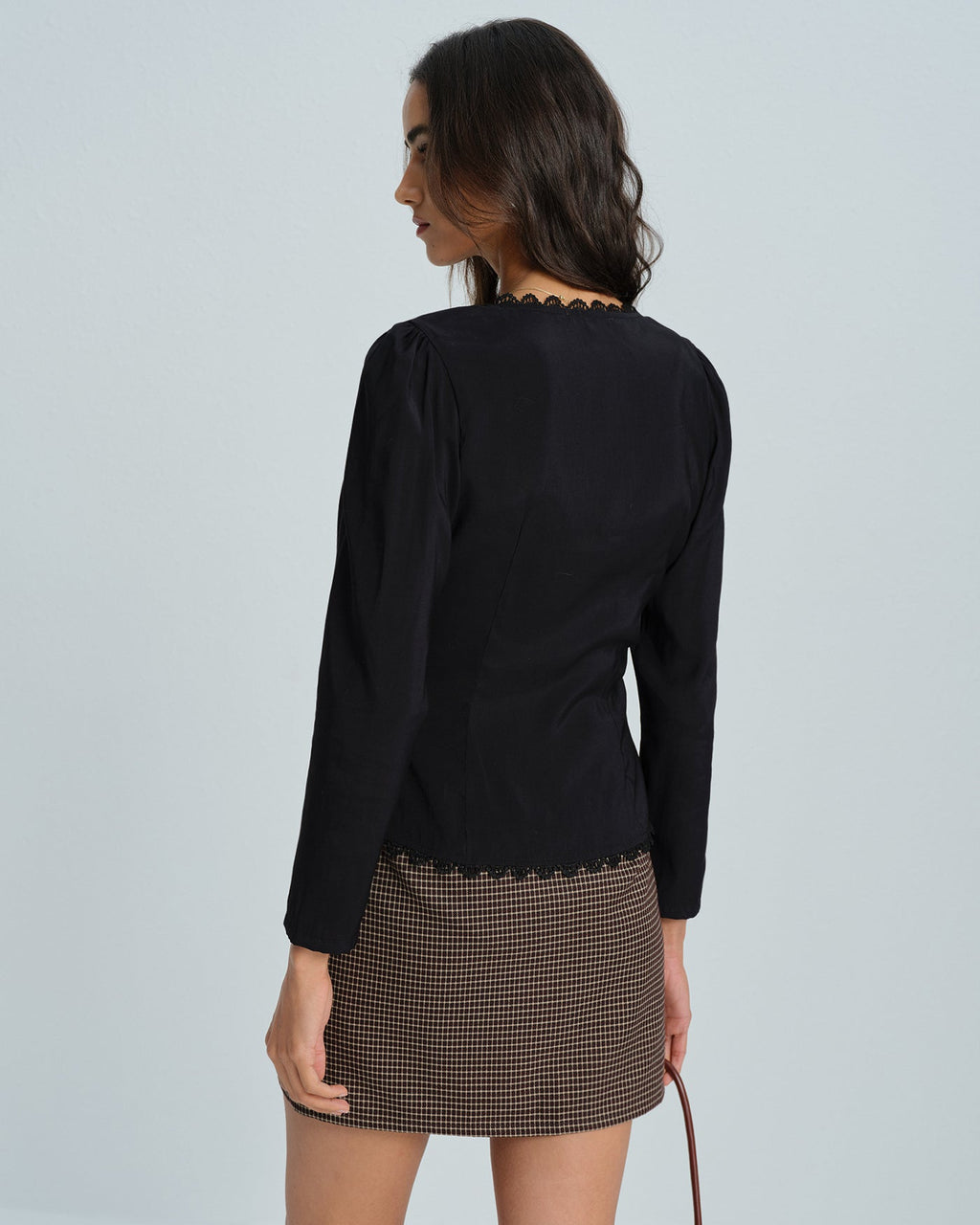 Black Lace V-Neck Top