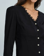 Black Lace V-Neck Top
