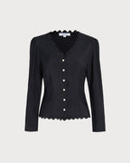 Black Lace V-Neck Top