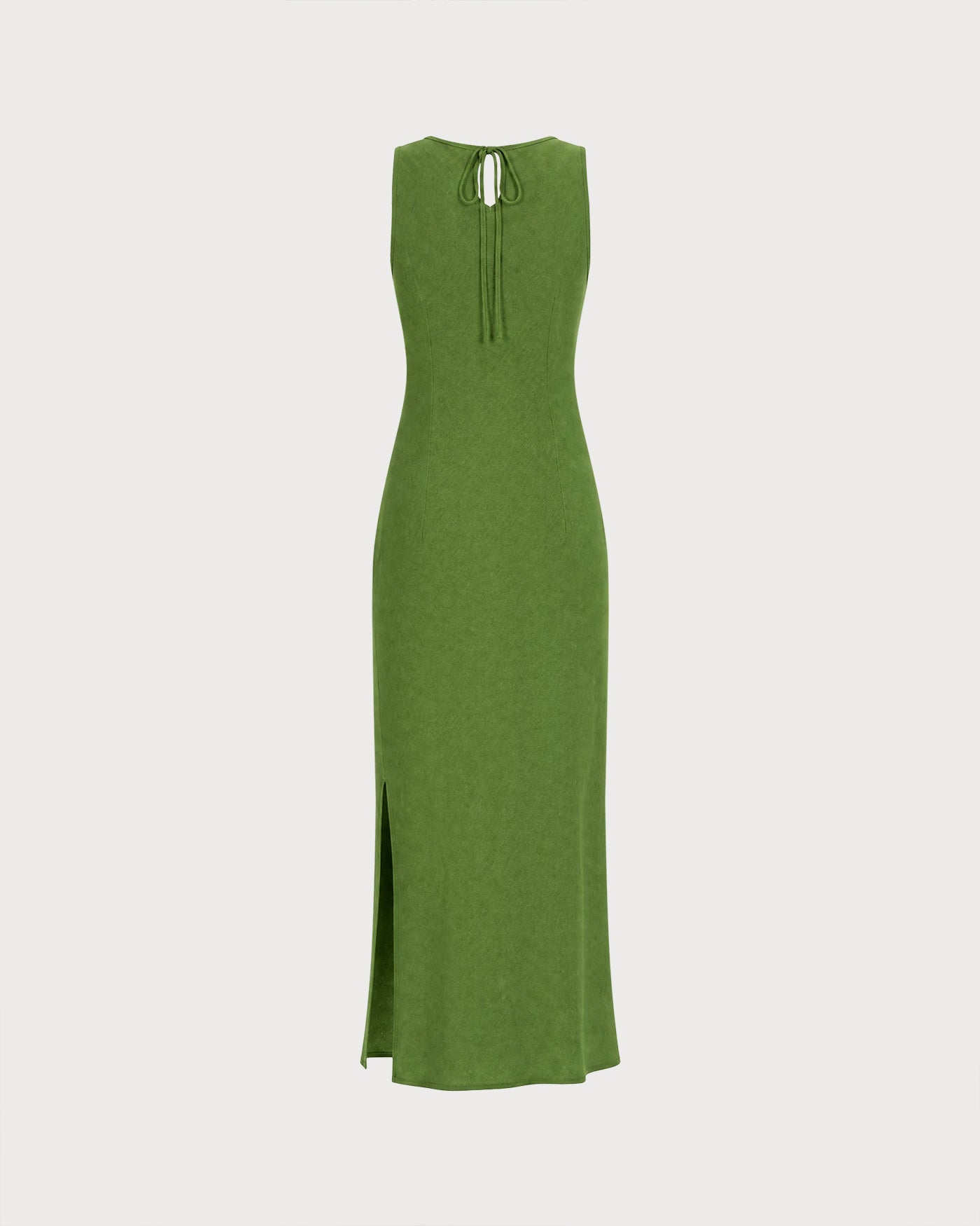 Green Maxi Dress with Round Neck and Tunic Style