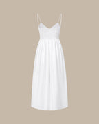 White Color-Blocked A-Line Maxi Dress
