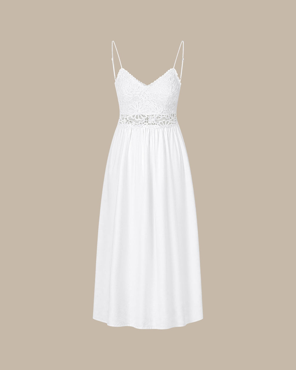White Color-Blocked A-Line Maxi Dress