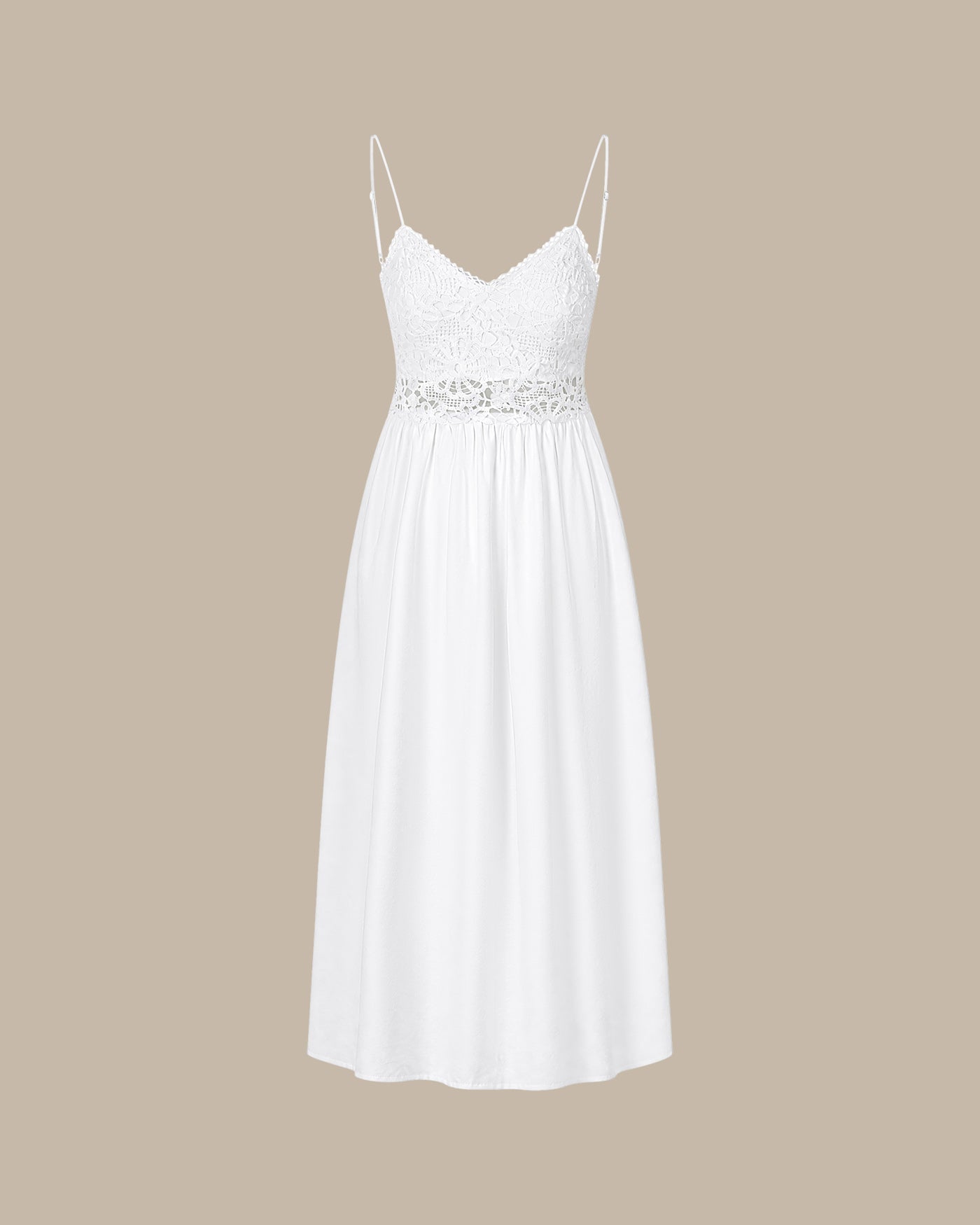White Color-Blocked A-Line Maxi Dress