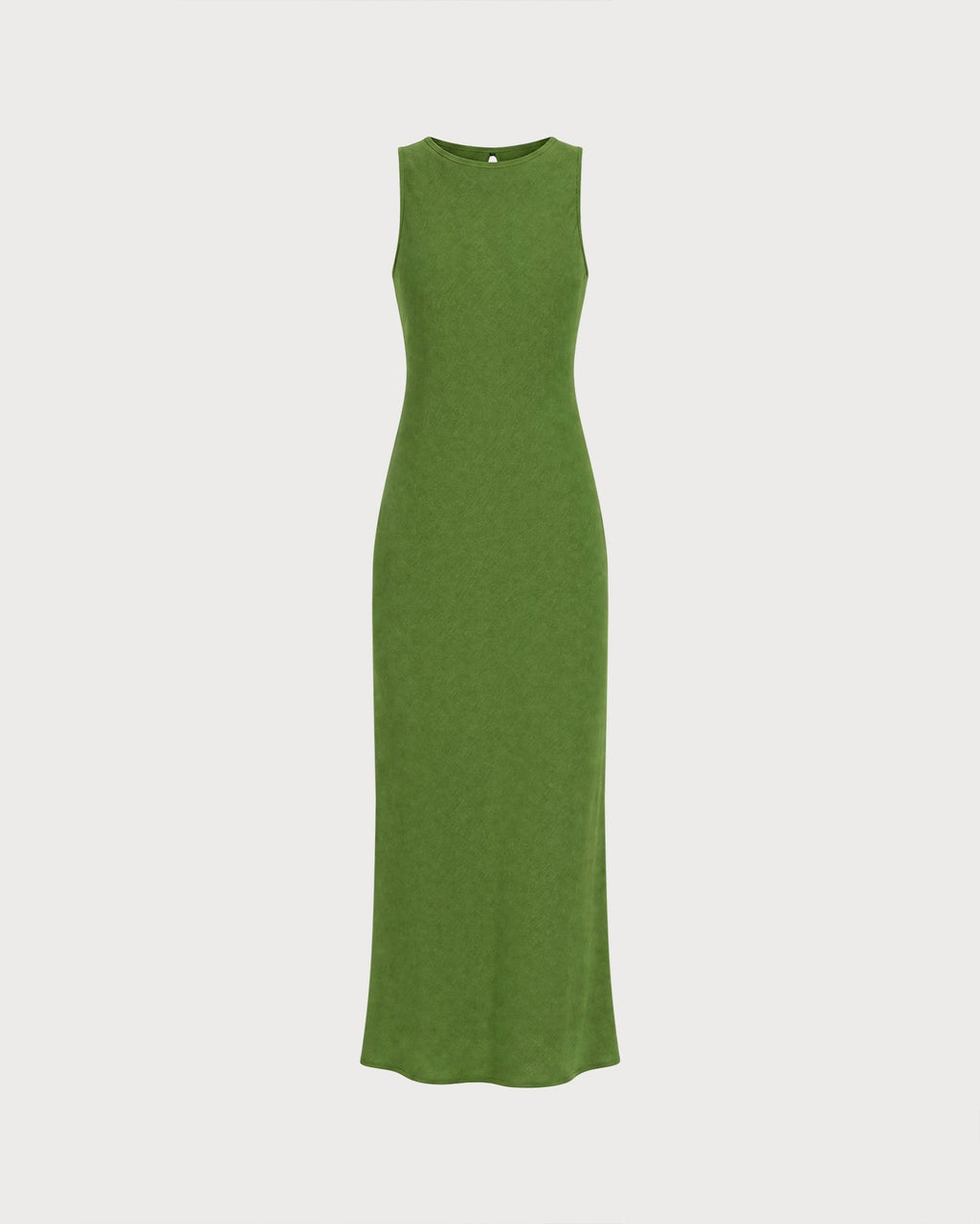 Green Maxi Dress with Round Neck and Tunic Style