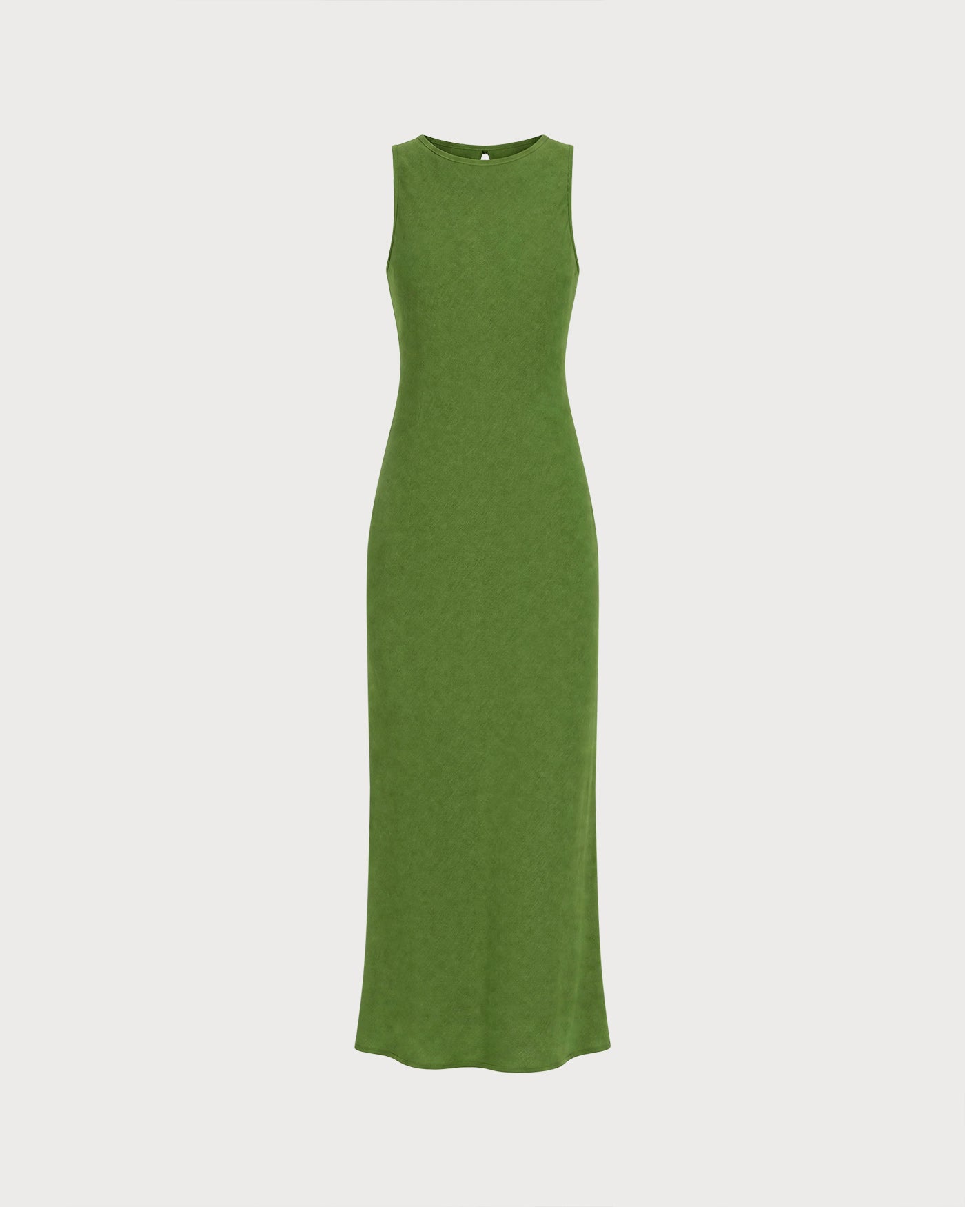 Green Maxi Dress with Round Neck and Tunic Style