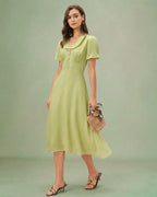 Emerald Green Button-Up Midi Dress