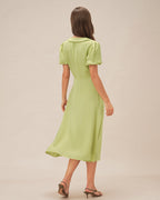 Emerald Green Button-Up Midi Dress
