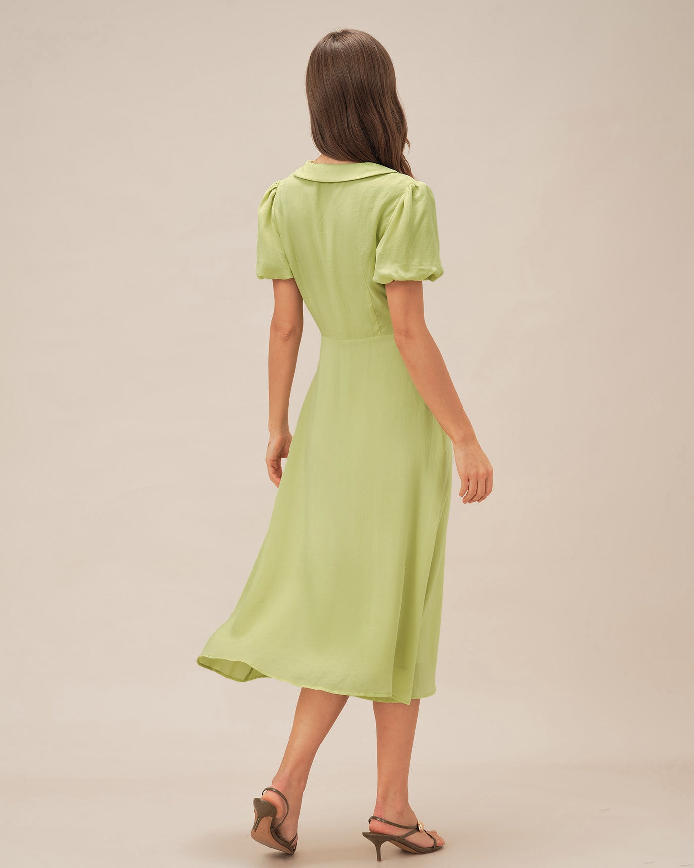 Emerald Green Button-Up Midi Dress