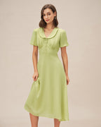Emerald Green Button-Up Midi Dress