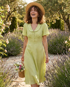 Emerald Green Button-Up Midi Dress