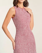 Red Plaid Mini Dress with Ruffle Details