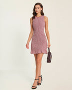 Red Plaid Mini Dress with Ruffle Details