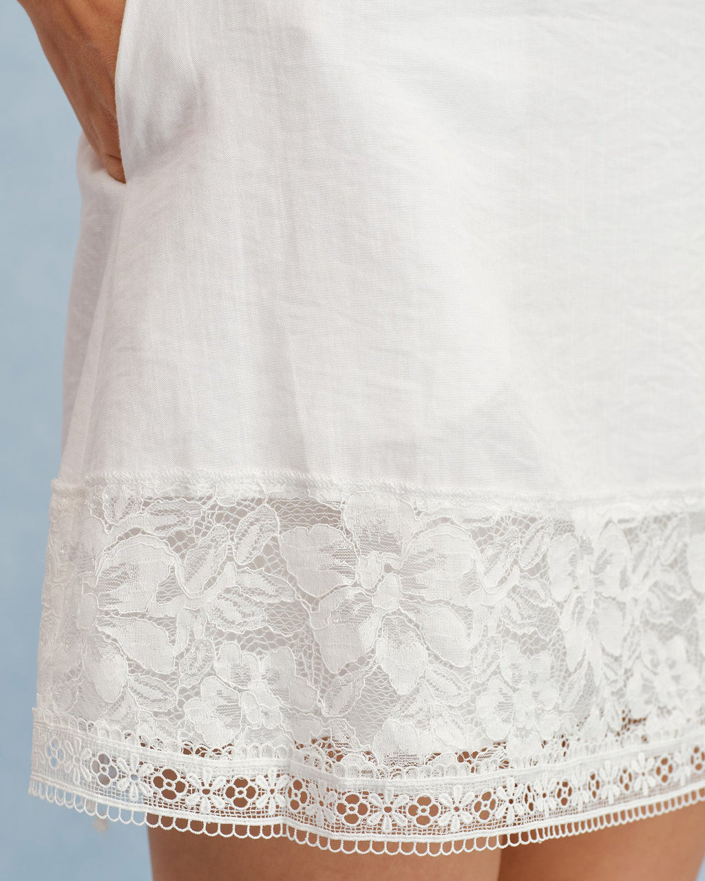 Mini Skirt with White Lace Pockets