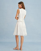 Chiffon A-Line Skirt with White Lace Accents