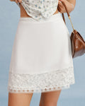Mini Skirt with White Lace Pockets