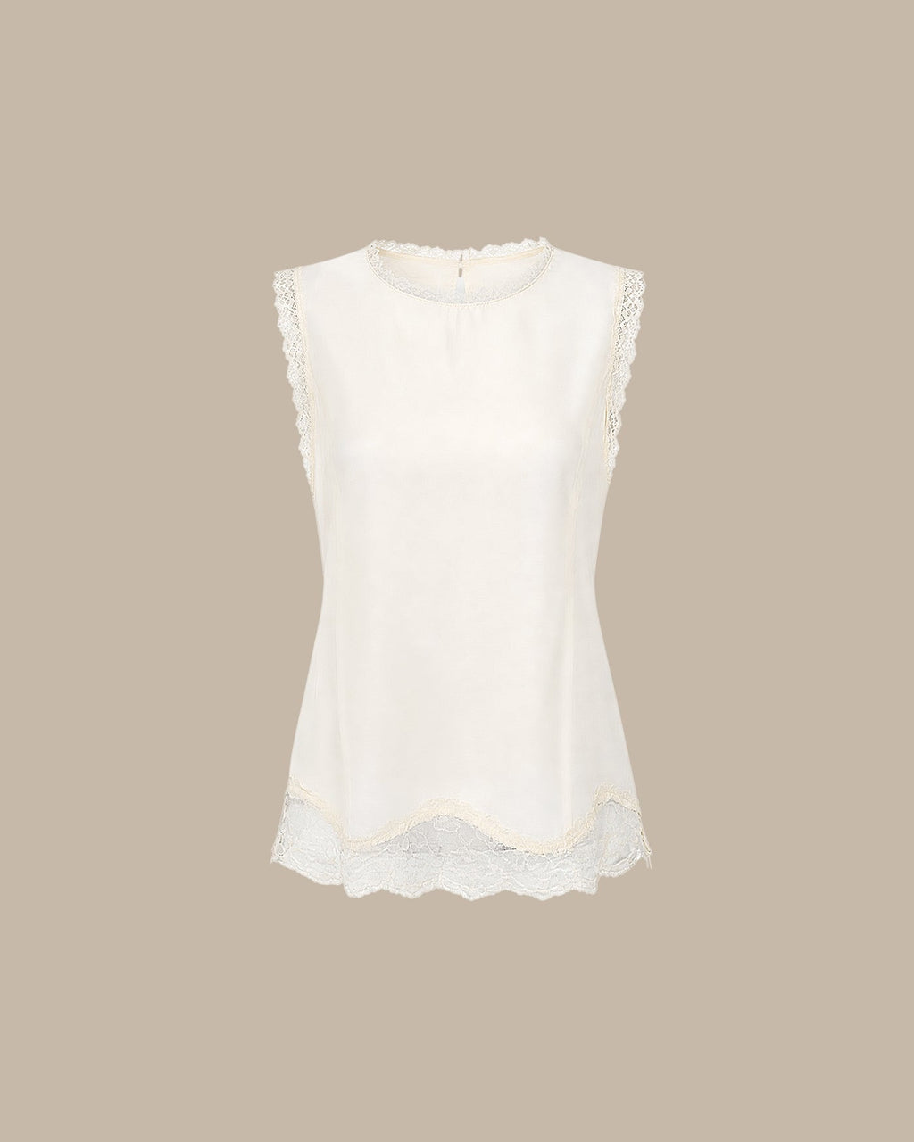 Apricot Lace-Trimmed Tie Tank