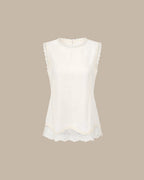 Apricot Lace-Trimmed Tie Tank