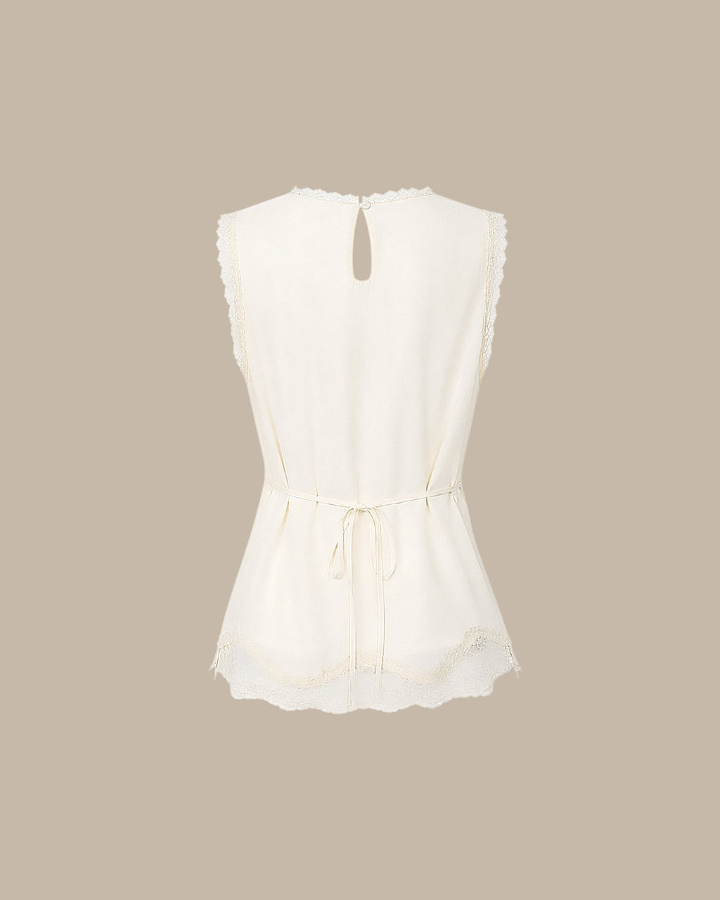 Apricot Lace-Trimmed Tie Tank
