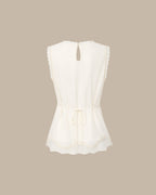 Apricot Lace-Trimmed Tie Tank