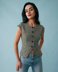 Plaid Viscose T-Shirt in Black
