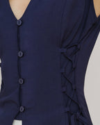 Navy V-Neck Tie Vest with Single Breasted Design